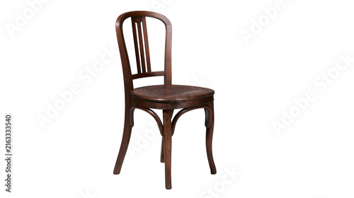 Принти на полотні Dark brown bentwood chair with curved legs, isolated on transparent background