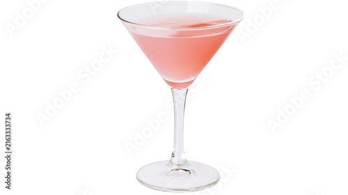 Cuadro en lienzo Pink cosmopolitan cocktail in a martini glass, isolated on transparent backgroun
