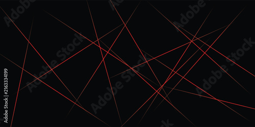 Abstract dark black background vector illustration, random intersecting red laser lines pattern with glow effect for cyber security poster, esports gaming banner, tech slide, and header design