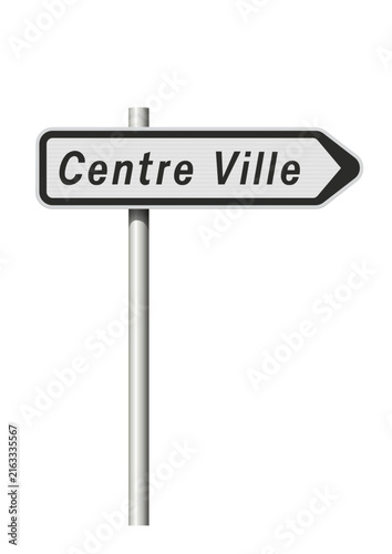 Panneau routier directionnel Centre ville en vectoriel