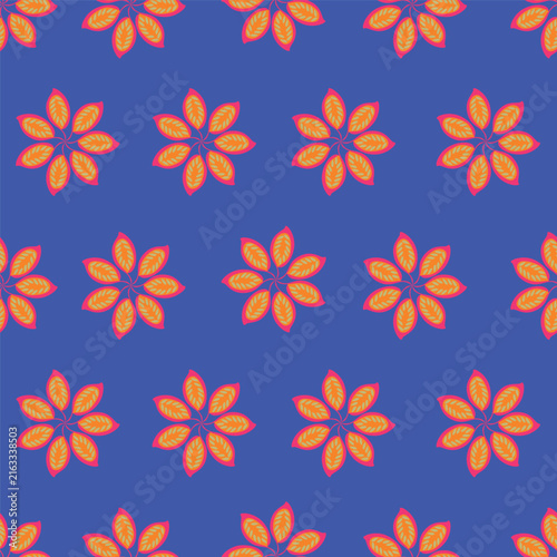 Cute vector floral seamless pattern. Colorful flowers background. Trendy repeat texture for fashion print, wallpaper or fabric