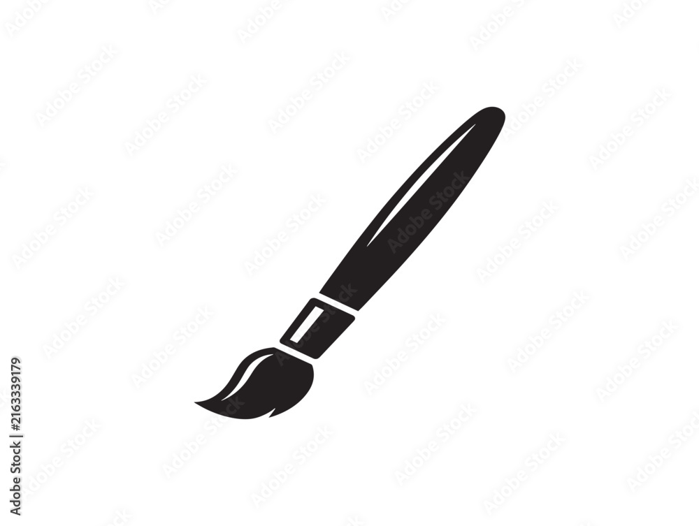 Fototapeta premium Black paintbrush icon for creative design projects. Minimalist vector brush outline for art and decor applications.