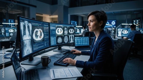 Dedicated Radiologist Analyzing Medical Scans In Advanced Diagnostic Center