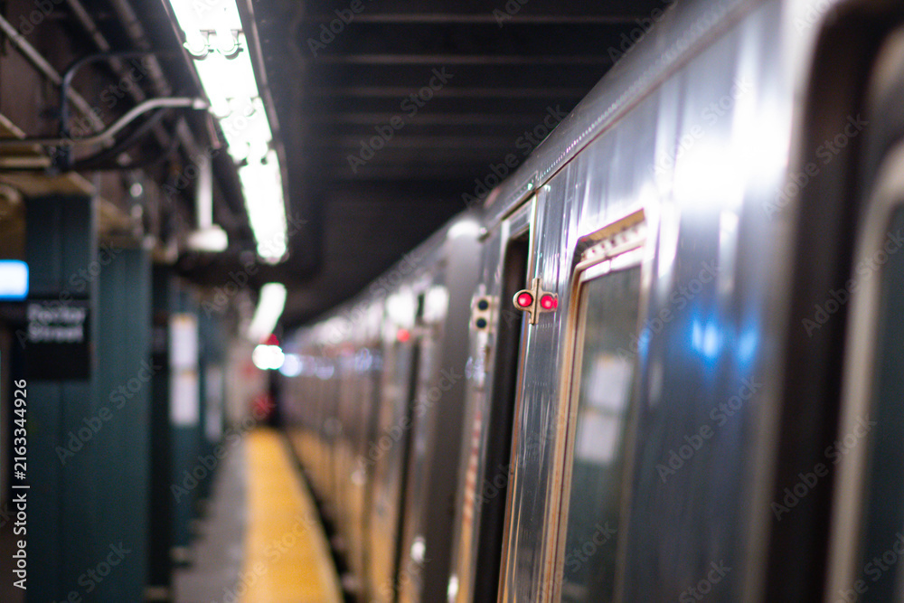Fototapeta premium NYC subway public transportation copy space background image
