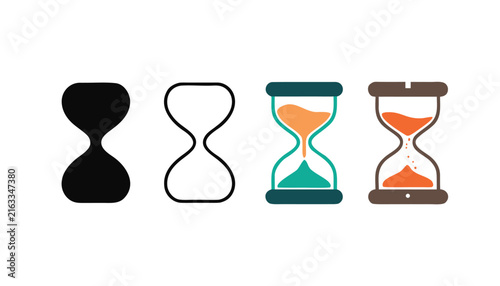 Vector illustration set of four different hourglass icons