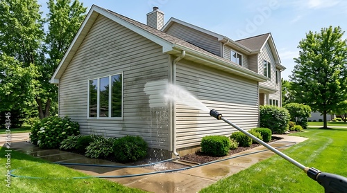 Professional Pressure Washing of Residential House Exterior and Vinyl Siding
