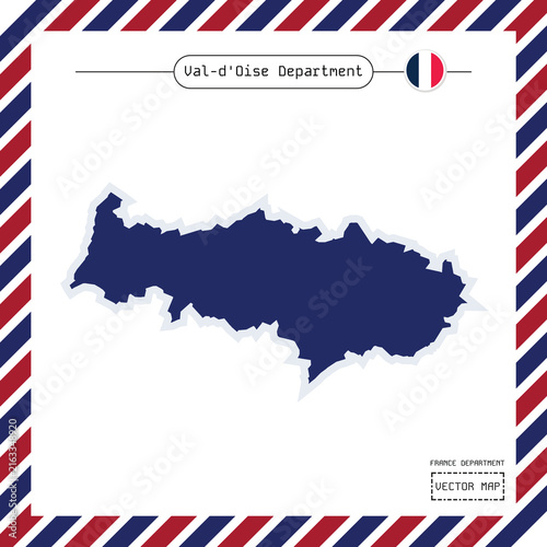 Bild auf Leinwand Clean vector map of Val-d'Oise Department near Paris, featuring Cergy and the scenic French Vexin