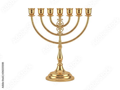 Fotografie Golden menorah isolated on transparent background