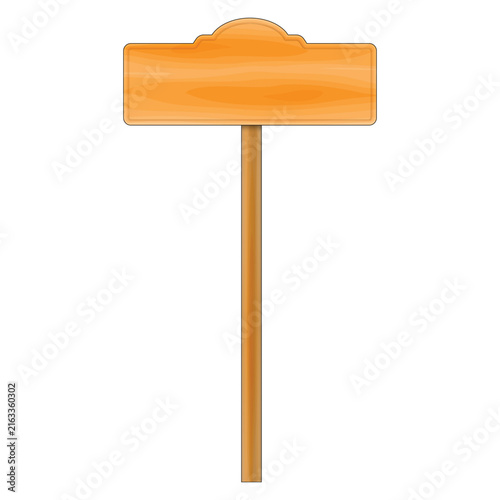 Blank Wooden Signpost with Pole Illustration on White Background