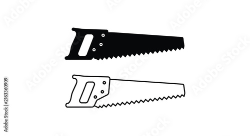 Foto Hand saw silhouette handsaw cutting tool black
