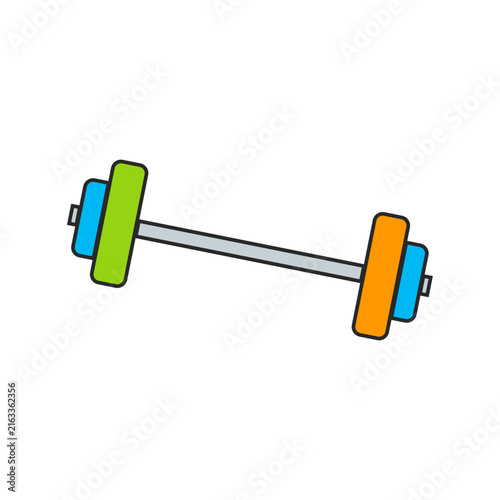 Fitness dumbbell weight training vector icon illustration