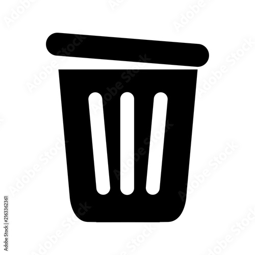 Black trash bin waste vector icon illustration