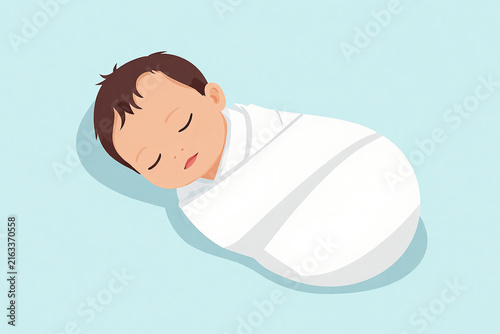Adorable Newborn Snuggly Swaddled in Soft Neutral Fabric Amidst Cozy Nursery Setting, Evoking Tenderness and Peaceful Moments