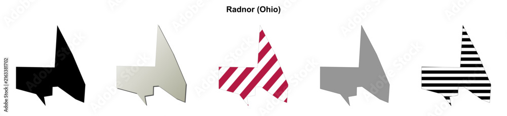 Obraz premium Radnor (Ohio) blank outline map set