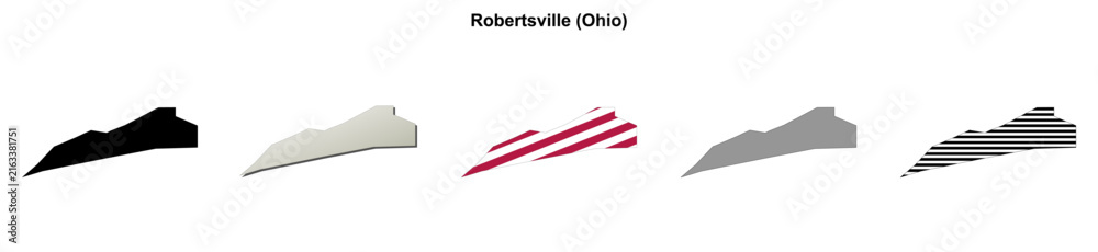 Fototapeta premium Robertsville (Ohio) blank outline map set