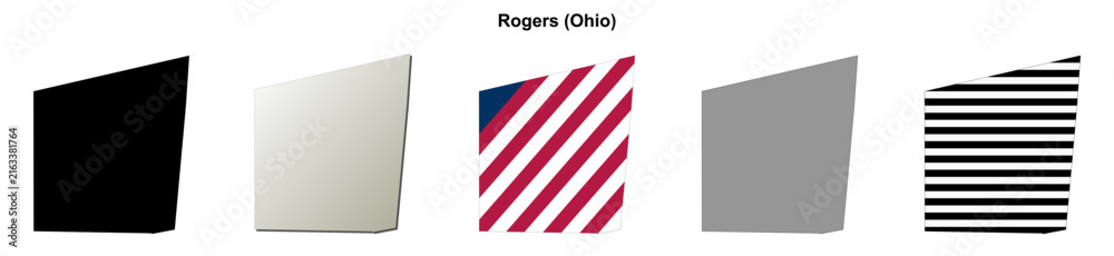 Obraz premium Rogers (Ohio) blank outline map set