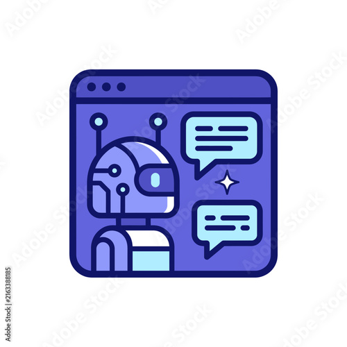 AI chatbot virtual assistant illustration for digital communication and support