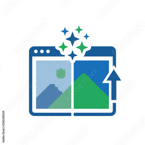 Digital Image Enhancement and Resolution Upscaling Software Icon Illustration
