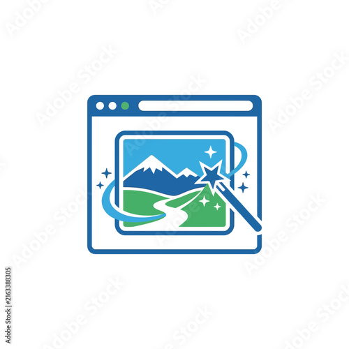 Magic Photo Enhancement Web Browser Interface Vector Illustration