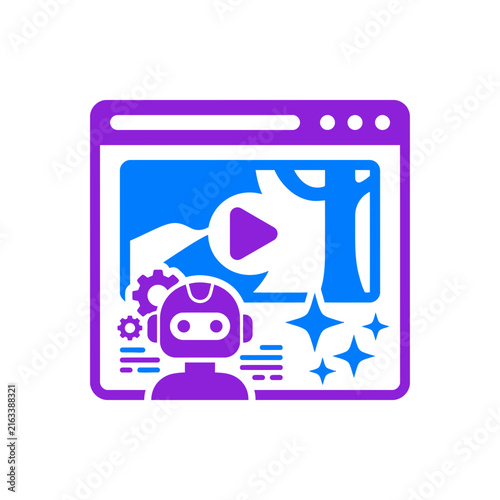AI Robot Generating Video Content in Web Browser Interface