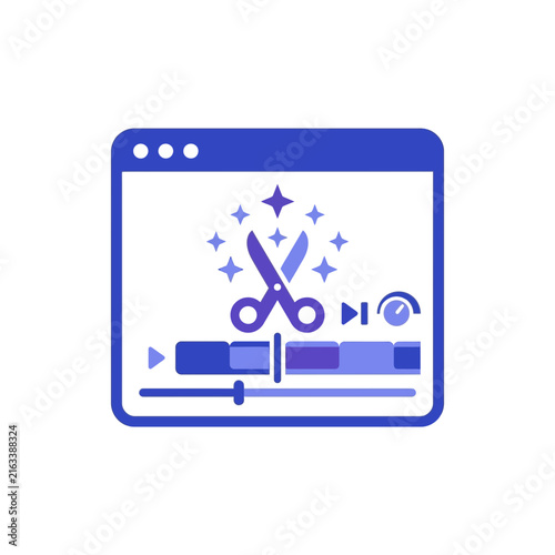 Professional Video Editing Software Interface Flat Vector Illustration