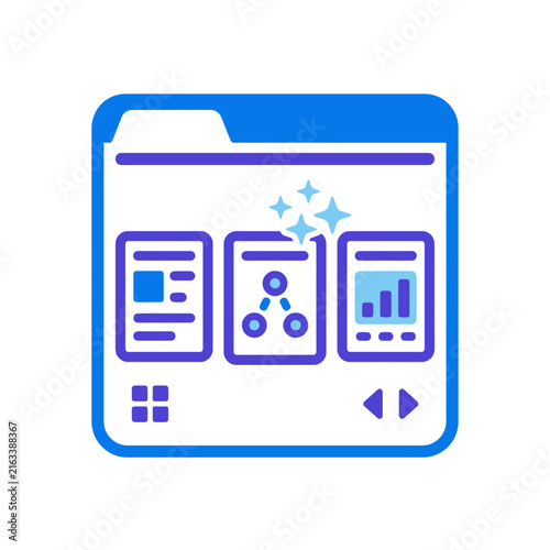 Digital workspace interface showing content cards and data analytics