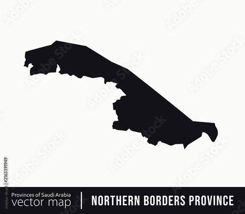 Black silhouette vector map of the Northern Borders Province of Saudi Arabia. Great for cartography, geography, travel, educational graphics, infographics and regional map projects.