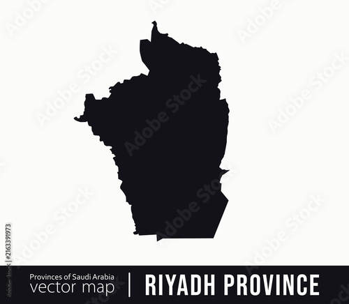 Black silhouette vector map of Riyadh Province in Saudi Arabia. Perfect for geography, cartography, travel, tourism, educational materials, infographics and professional regional map designs.