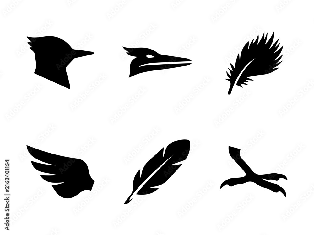 Naklejka premium Bird Silhouette Icon Set for Logo and Brand Design