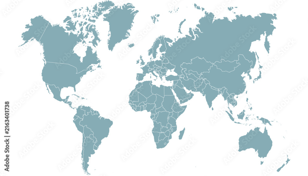 Fototapeta premium World map. Grey modern vector map. Silhouette map.