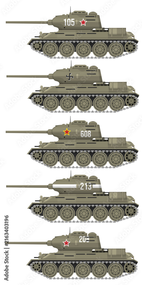 Fototapeta premium World War II Soviet Tanks Models