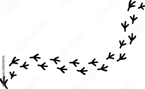Bird footprint icon, chicken paw vector track, turkey foot print line pattern