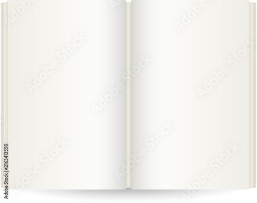 Blank open book isolated on white background