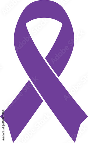 Purple awareness ribbon symbol for cancer support and health charity causes flat icon