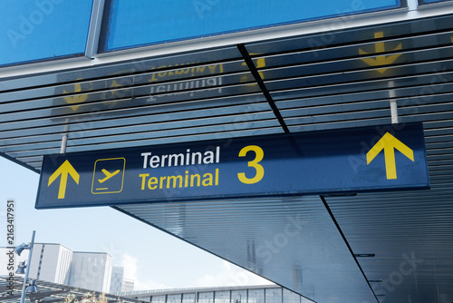 terminal sign on airport outdoor