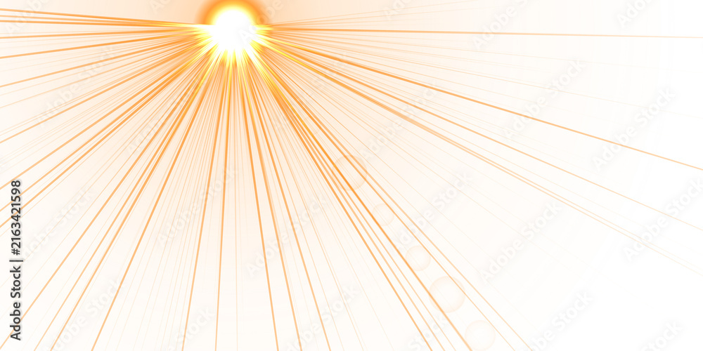 Obraz premium Abstract orange sun with concentric rings and lens flare against black space background isolated on a transparent background
