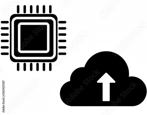 Obraz na płótnie Microchip and cloud upload technology illustration