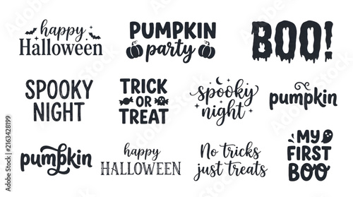 Vector illustration of aHalloween calligraphy typography set with spooky quotes