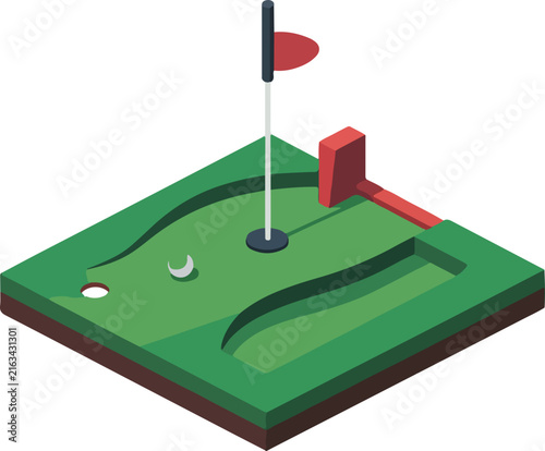Isometric Mini Golf Course Icon