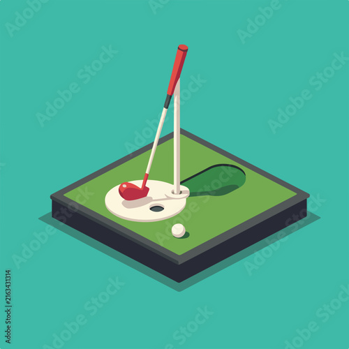 Isometric Mini Golf Course Icon
