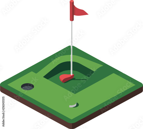 Isometric Mini Golf Hole Icon