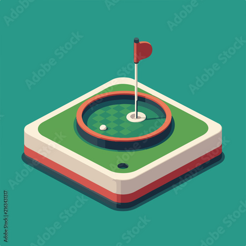 Flat Isometric Mini Golf Course Icon