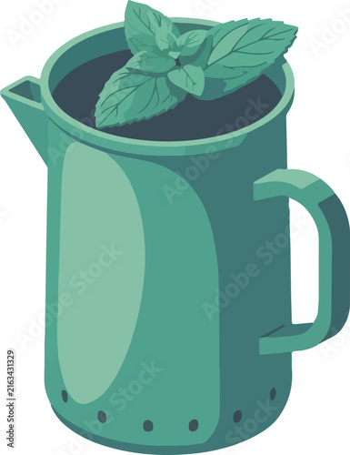 Isometric Mint Plant in Pot Icon