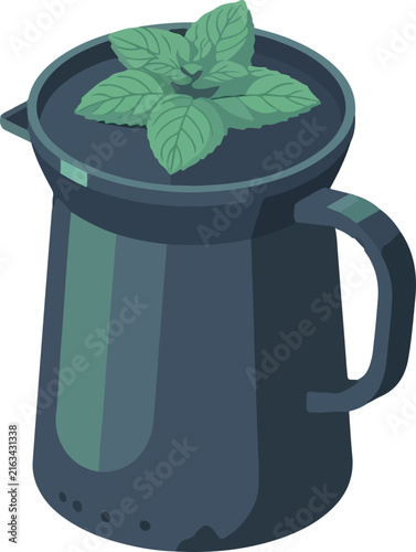 Vibrant Isometric Mint Pot Icon