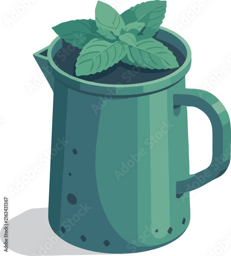 Vibrant Isometric Mint Pot Icon