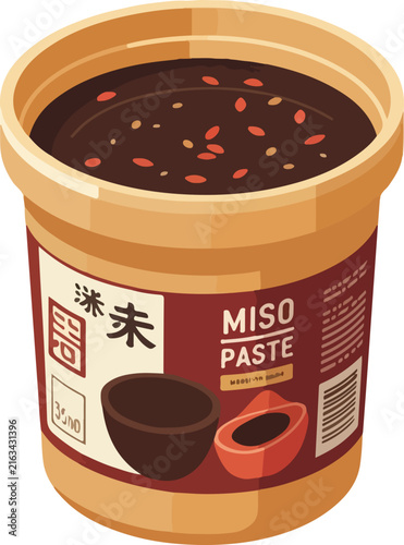 Isometric Miso Paste Tub Icon