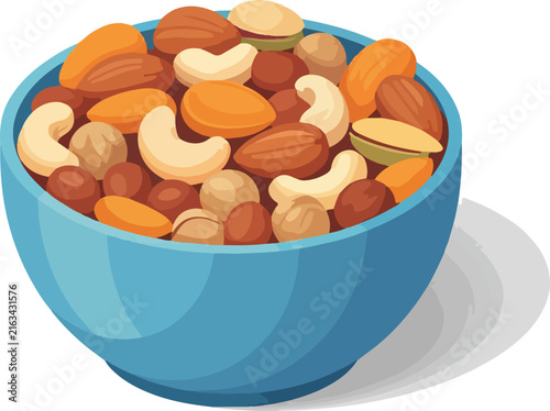 Vibrant Isometric Mixed Nuts Bowl Icon