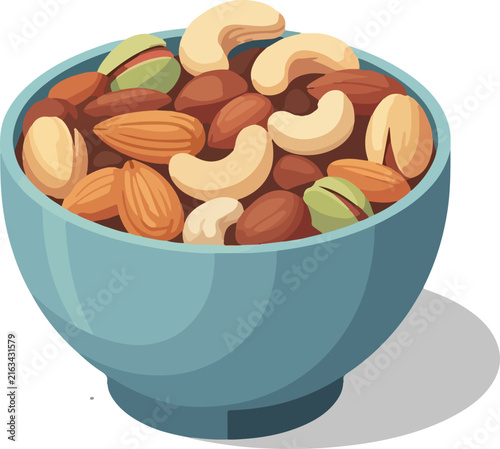 Vibrant Isometric Mixed Nuts Bowl Icon