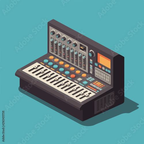 Vibrant Isometric Mixing Console Icon