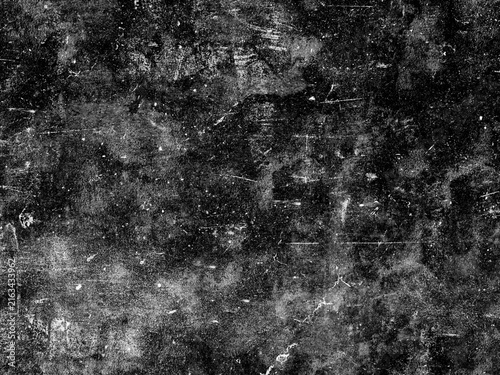 Bild auf Leinwand Grungy black surface with numerous white scratches and dust particles, creating a distressed and textured overlay for abstract or vintage designs